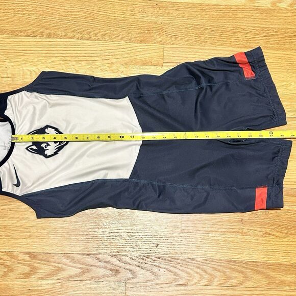 Nike Team Issued UConn Huskies Men’s Size M-L CAA Blue White Speedsuit Singlet - Picture 4 of 8